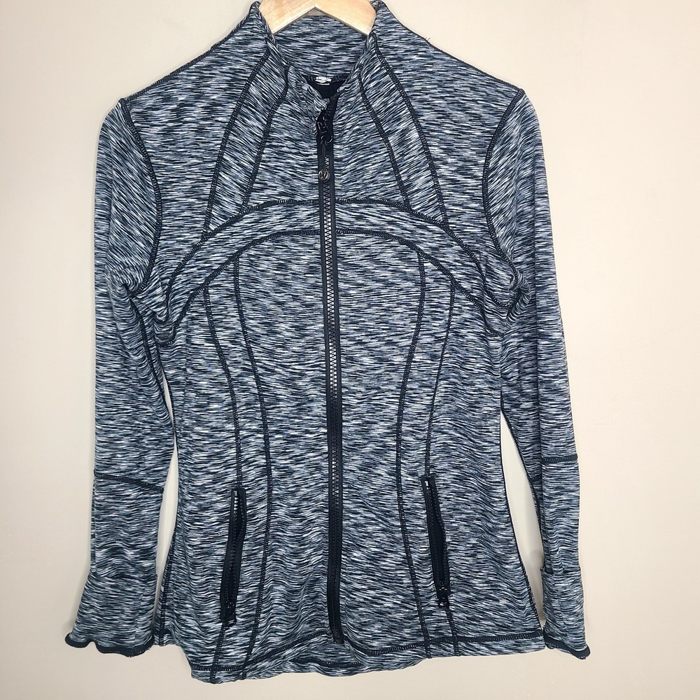 Lululemon Define Jacket Black Blue Space Dye Full Zip Athletic Jacket Women's 8